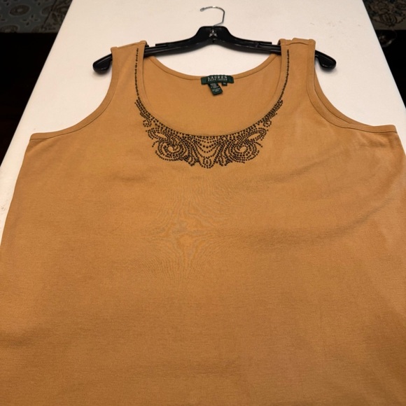 Lauren Ralph Lauren Women’s Plus Size Beaded Tank Top size 2X Brown - Picture 7 of 9